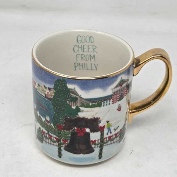 Anthropologie Philly holiday in the city stoneware Christmas mug Philadelphia 2 - Picture 5 of 7